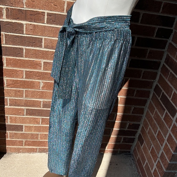 Disco 70s sparkle striped lightweight pants size small - Picture 11 of 17